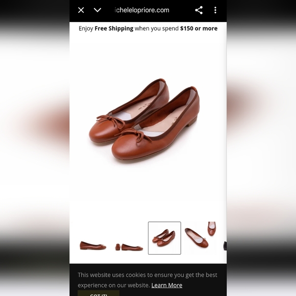 Michele Lipriore Brown Ballet Shoes Sz 38 - Picture 10 of 10